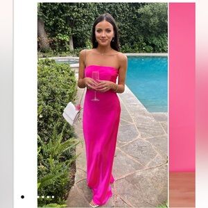 Show Me Your Mumu Taylor Tube Dress in Hot Pink Luxe Satin size Large